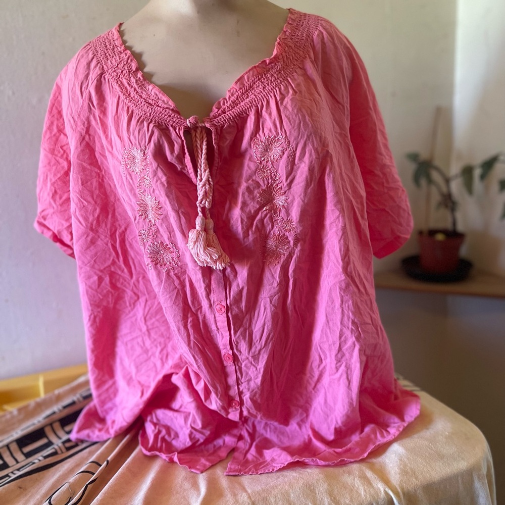 Pink embroidered shirt